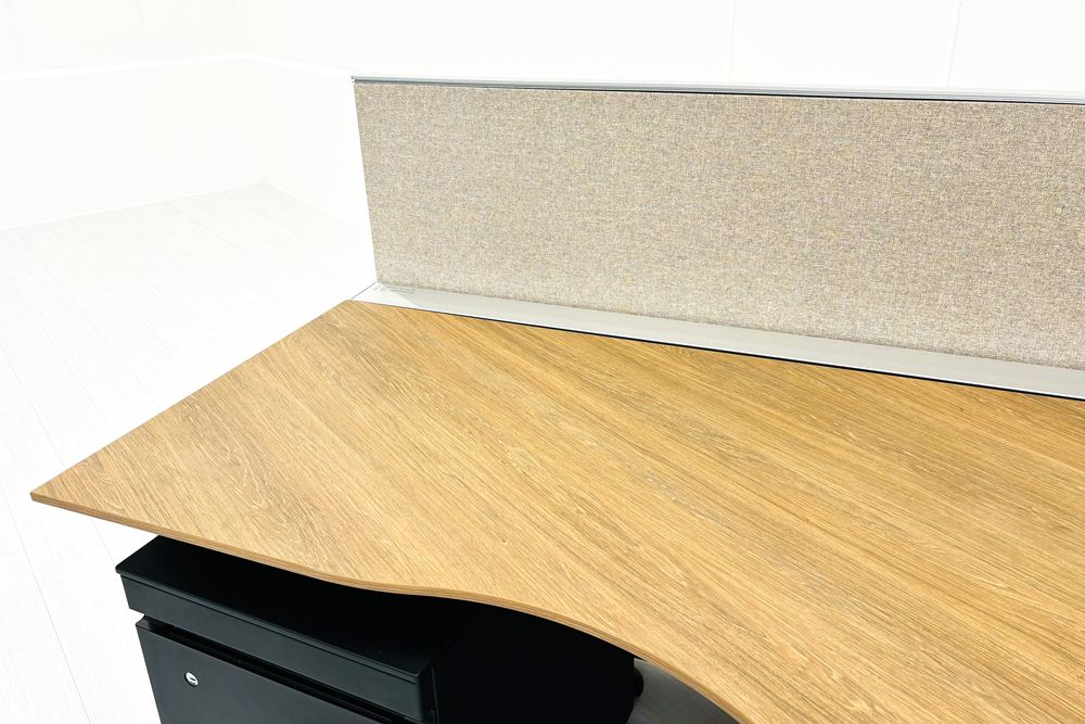 コクヨ サイビ SAIBI ブーメランデスク 中古 3段ワゴン付 120° 幅1200 中古オフィス家具 1200/740/720の画像