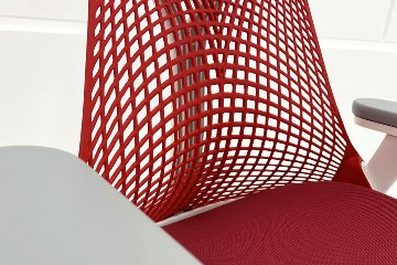 【未開封未使用品】 ハーマンミラー セイルチェア ミドルバック フルアジャスタブルアーム 可動肘 レッド 中古 Herman Miller SAYL Chair 中古オフィス家具の画像