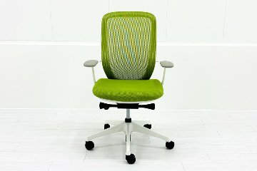 オカムラ シルフィーチェア 中古 2021年製 ハイバック 固定肘 OKAMURA Sylphy 中古オフィス家具 ライムグリーンの画像