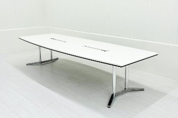オカムラ ラティオ 中古 幅3200 大型会議テーブル RATIO ミーティングテーブル 舟形天板 中古オフィス家具 3200/1200/720の画像