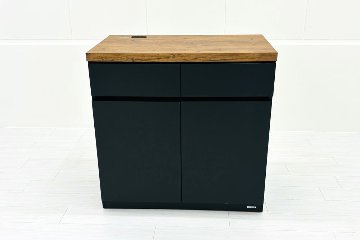 オカムラ アルトピアッツァ キッチンキャビネット カフェキャビネット 中古 幅900 電源コンセント付き 中古オフィス家具 ブラック 900/520/890の画像