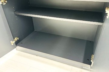 オカムラ アルトピアッツァ キッチンキャビネット カフェキャビネット 中古 幅900 電源コンセント付き 中古オフィス家具 ブラック 900/520/890の画像