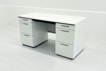 【4台セット】 コクヨ is 中古 両袖デスク 両袖机 中古事務机 中古オフィス家具 ホワイト 1400/650/720の画像