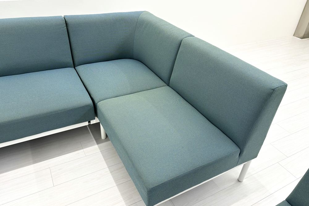 コクヨ コレッソ Collesso 中古 オフィスラウンジ 応接ソファー ラウンジソファ ラウンジチェア ソファー 中古オフィス家具 ブルー2820/142/700の画像