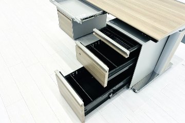 オカムラ プリシード PRECEDE 昇降デスク 中古 ワゴン付き エグゼクティブデスク 高級デスク 中古オフィス家具 1550/685/650～1250の画像