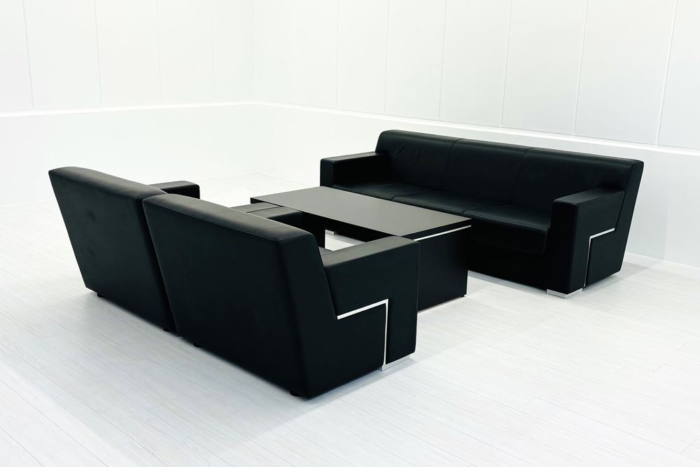 コクヨ ラシーマ 中古 応接セット レザー 応接家具 【4点セット】 応接ソファ 応接テーブル 応接ソファー 中古オフィス家具の画像