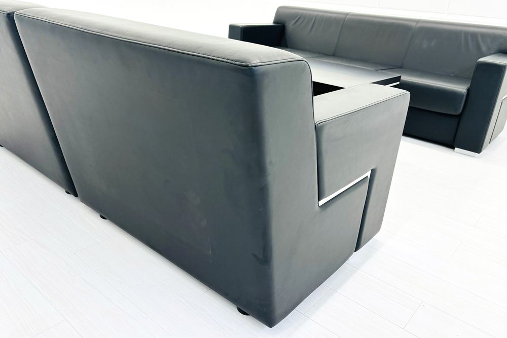 コクヨ ラシーマ 中古 応接セット レザー 応接家具 【4点セット】 応接ソファ 応接テーブル 応接ソファー 中古オフィス家具の画像