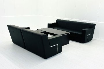 コクヨ ラシーマ 中古 応接セット レザー 応接家具 【4点セット】 応接ソファ 応接テーブル 応接ソファー 中古オフィス家具の画像