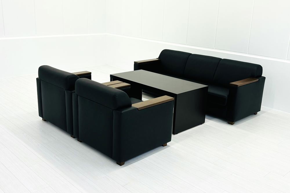 コクヨ リアクト 中古 応接セット レザー 応接家具 【4点セット】 応接ソファ 応接テーブル 応接ソファー 中古オフィス家具の画像