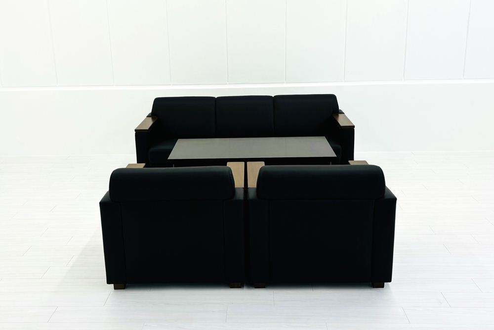 コクヨ リアクト 中古 応接セット レザー 応接家具 【4点セット】 応接ソファ 応接テーブル 応接ソファー 中古オフィス家具の画像