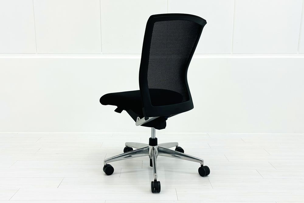 エトスチェア 中古 コクヨ フォスターエトス 肘無 事務椅子 座クッション 背メッシュ 中古オフィス家具 ブラックの画像