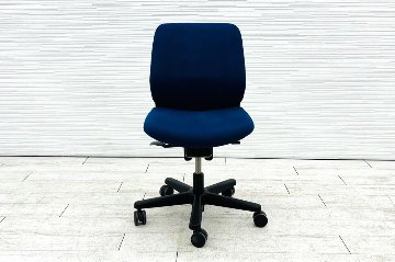 イトーキ トルテチェア 中古 肘無 ローバック ブルー 事務椅子 ITOKI 中古オフィス家具の画像