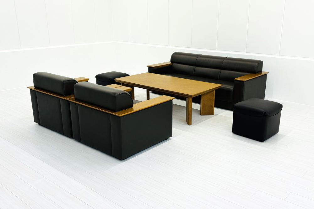 オカムラ 中古 プレビア 応接セット 【6点セット】 OKAMURA PREVIA 応接家具 レザー 応接ソファ 応接ソファー 中古オフィス家具の画像