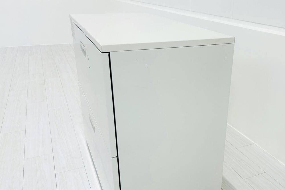 2段ラテラル書庫 スチール書庫 中古 キャビネット プラス 収納家具 L-6 L6-70H-2 ホワイト 中古オフィス家具 900/450/790の画像