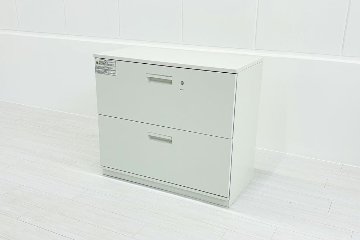 2段ラテラル書庫 スチール書庫 中古 キャビネット プラス 収納家具 L-6 L6-70H-2 ホワイト 中古オフィス家具 900/450/790の画像