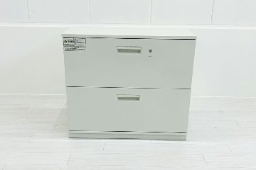 2段ラテラル書庫 スチール書庫 中古 キャビネット プラス 収納家具 L-6 L6-70H-2 ホワイト 中古オフィス家具 900/450/790の画像