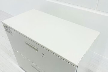 2段ラテラル書庫 スチール書庫 中古 キャビネット プラス 収納家具 L-6 L6-70H-2 ホワイト 中古オフィス家具 900/450/790の画像