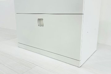 オカムラ レクトライン 3段ラテラル書庫 収納家具 中古 キャビネット スチール書庫 中古オフィス家具 シリンダー錠 800/450/1120 ホワイトの画像