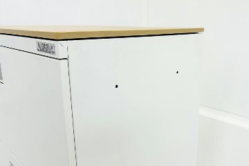 オカムラ レクトライン 3段ラテラル書庫 収納家具 中古 キャビネット スチール書庫 中古オフィス家具 シリンダー錠 800/450/1120 ホワイトの画像