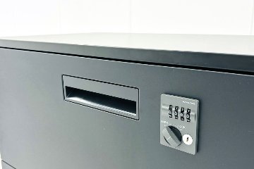 コクヨ エディア 3段ラテラル書庫 中古 キャビネット 収納家具 中古オフィス家具 900/450/1130 ブラック ダイヤル錠の画像