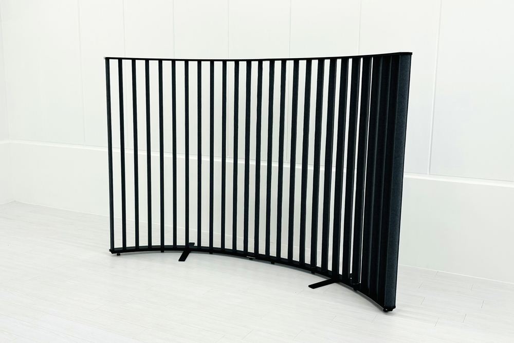 ルーバースクリーン コクヨ ストライプル stripel 中古 ラウンドタイプ 【2枚セット】 パーテーション ファブリックタイプ 1275/500/1630 グレー系色の画像