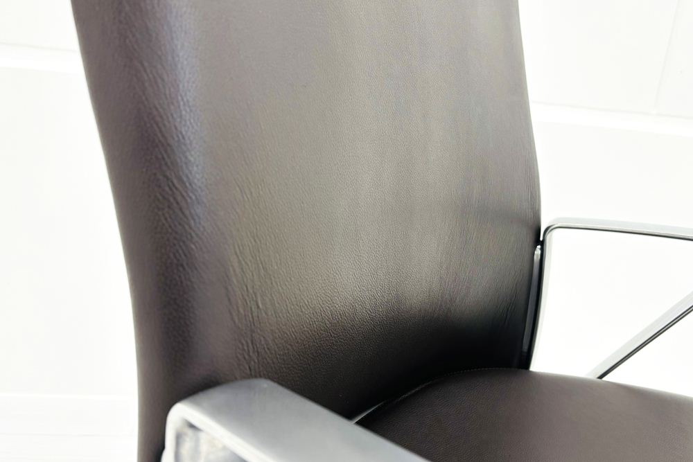 ノール Knoll ノル リミックスチェア 中古 2020年製 ハイバック アルミループ肘 アルミミラー脚 ブラウン レザーの画像