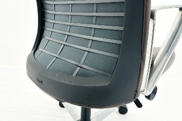 ノール Knoll ノル リミックスチェア 中古 2020年製 ハイバック アルミループ肘 アルミミラー脚 ブラウン レザーの画像