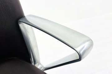ノール Knoll ノル リミックスチェア 中古 2020年製 ハイバック アルミループ肘 アルミミラー脚 ブラウン レザーの画像