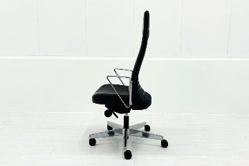 ノール Knoll ノル リミックスチェア 中古 2020年製 ハイバック アルミループ肘 アルミミラー脚 ブラウン レザーの画像