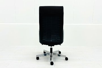 ノール Knoll ノル リミックスチェア 中古 2020年製 ハイバック アルミループ肘 アルミミラー脚 ブラウン レザーの画像