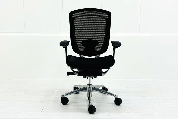 オカムラ コンテッサチェア 中古 OKAMURA Contessa 座クッション 固定肘 中古オフィス家具 ポリッシュフレーム ブラックの画像