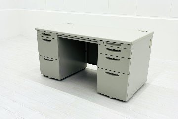 オカムラ 両袖デスク 中古 SDスタンダード OKAMURA 両袖机 中古オフィス家具 ホワイト 1400/700/700の画像