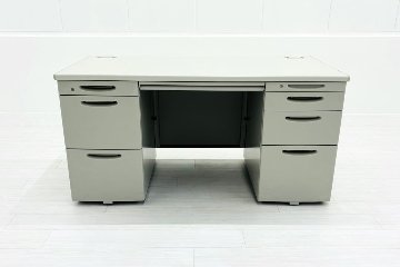 オカムラ 両袖デスク 中古 SDスタンダード OKAMURA 両袖机 中古オフィス家具 ホワイト 1400/700/700の画像