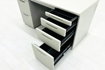 オカムラ 両袖デスク 中古 SDスタンダード OKAMURA 両袖机 中古オフィス家具 ホワイト 1400/700/700の画像
