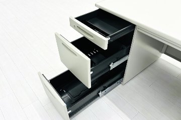 オカムラ 両袖デスク 中古 SDスタンダード OKAMURA 両袖机 中古オフィス家具 ホワイト 1400/700/700の画像
