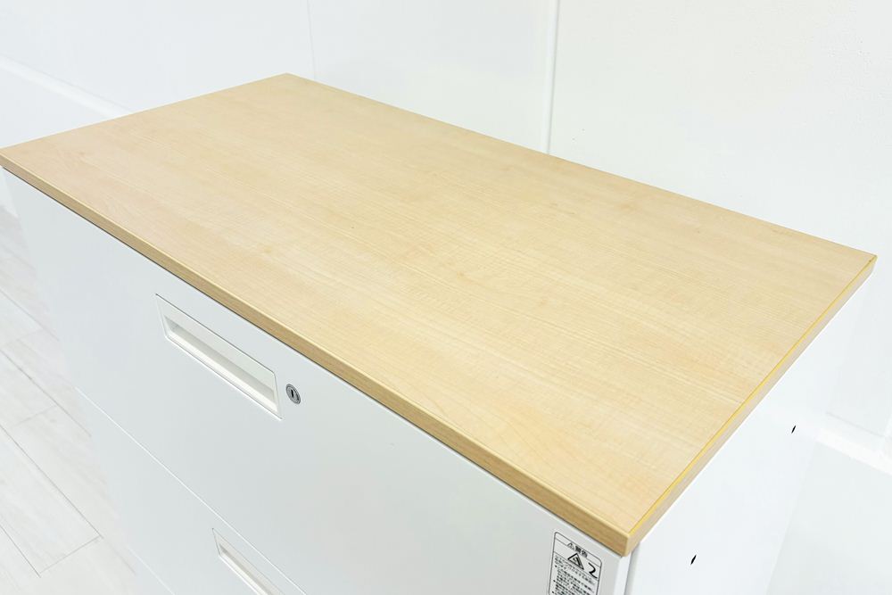 3段ラテラル スチール書庫 中古 ラテラル書庫 コクヨ エディア 収納家具 中古オフィス家具 ホワイト シリンダー錠 900/450/1130の画像