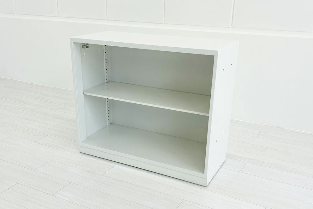 2段オープン書庫 スチール書庫 中古 コクヨ エディア 収納家具 中古オフィス家具 ホワイト 900/400/760の画像