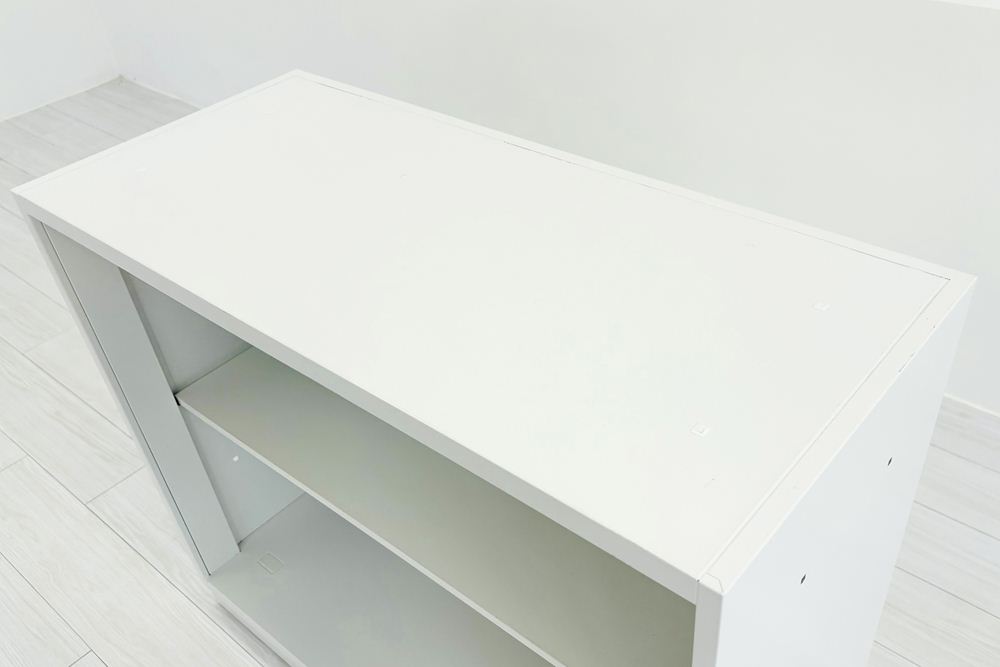 2段オープン書庫 スチール書庫 中古 コクヨ エディア 収納家具 中古オフィス家具 ホワイト 900/400/760の画像