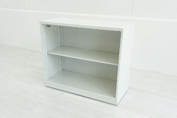 2段オープン書庫 スチール書庫 中古 コクヨ エディア 収納家具 中古オフィス家具 ホワイト 900/400/760の画像