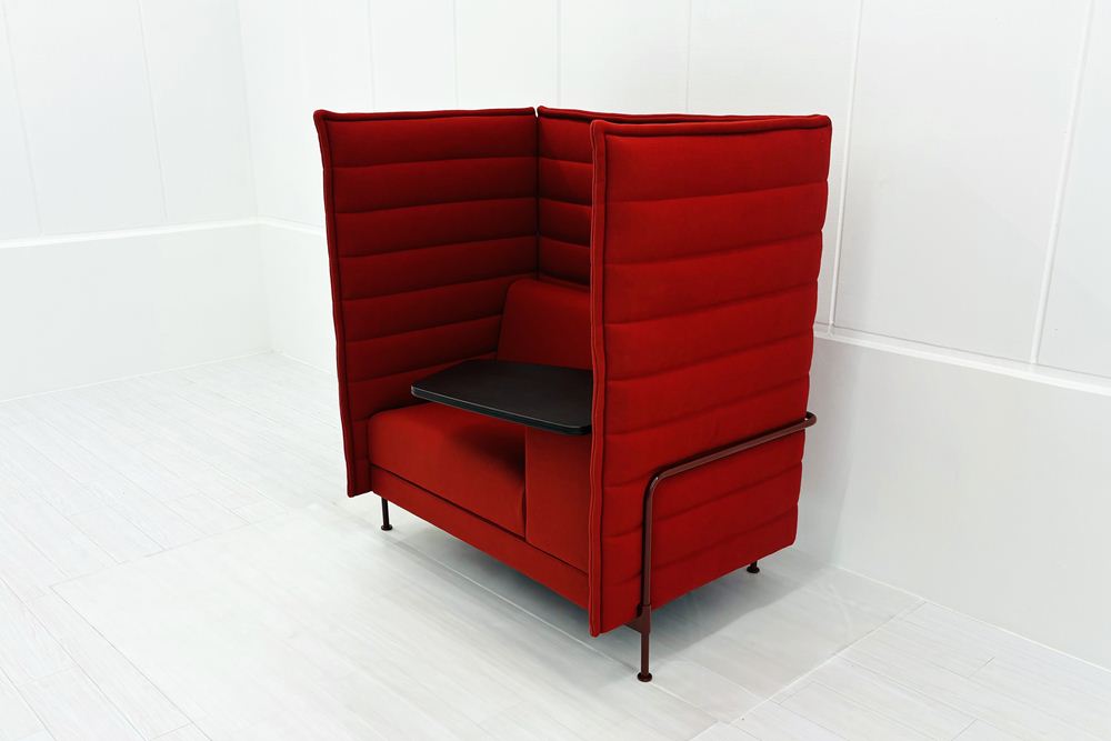 ヴィトラ アルコーヴソファ 中古 Vitra Alcove sofa ハイバックソファ ワークブース 中古オフィス家具 1240/960/1370 レッド系色の画像