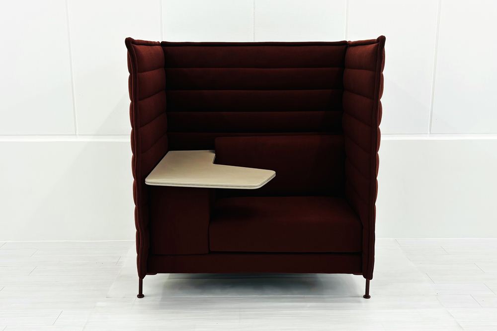ヴィトラ アルコーヴソファ 中古 Vitra Alcove sofa ハイバックソファ ワークブース 中古オフィス家具 1240/960/1370 ワインレッド系色の画像