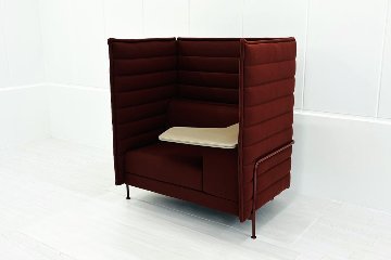 ヴィトラ アルコーヴソファ 中古 Vitra Alcove sofa ハイバックソファ ワークブース 中古オフィス家具 1240/960/1370 ワインレッド系色の画像
