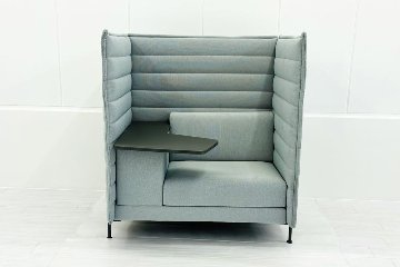 ヴィトラ アルコーヴソファ 中古 Vitra Alcove sofa ハイバックソファ ワークブース 中古オフィス家具 1240/960/1370 ライトブルー系色の画像