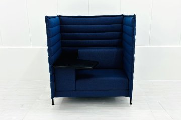 ヴィトラ アルコーヴソファ 中古 Vitra Alcove sofa ハイバックソファ ワークブース 中古オフィス家具 1240/960/1370 ブルー系色の画像