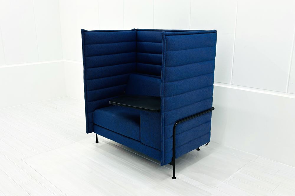 ヴィトラ アルコーヴソファ 中古 Vitra Alcove sofa ハイバックソファ ワークブース 中古オフィス家具 1240/960/1370 ブルー系色の画像