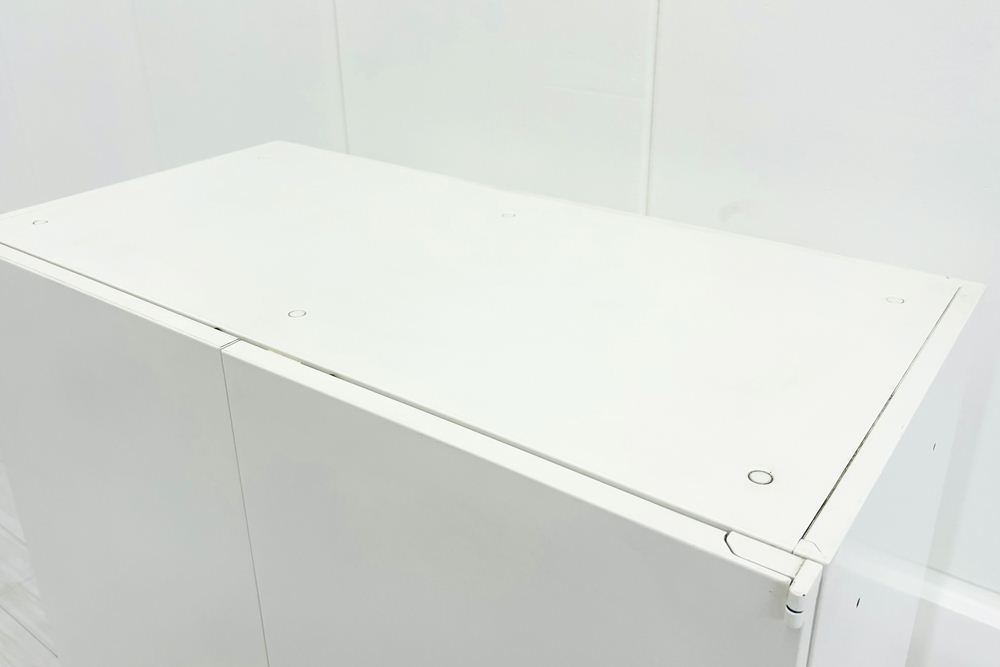 スチール書庫 ホワイト 両開き書庫 スチール 中古 オカムラ レクトライン キャビネット 中古書庫  中古オフィス家具 900/450/1250の画像