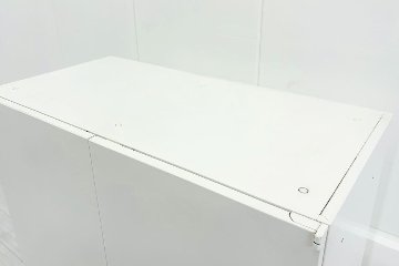 スチール書庫 ホワイト 両開き書庫 スチール 中古 オカムラ レクトライン キャビネット 中古書庫  中古オフィス家具 900/450/1250の画像