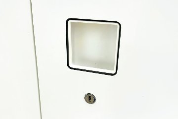 スチール書庫 ホワイト 両開き書庫 スチール 中古 オカムラ レクトライン キャビネット 中古書庫  中古オフィス家具 900/450/1250の画像