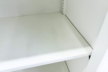 スチール書庫 ホワイト 両開き書庫 スチール 中古 オカムラ レクトライン キャビネット 中古書庫  中古オフィス家具 900/450/1250の画像