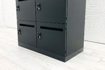 オカムラ ピクスライン 中古 10人用ロッカー スチールロッカー メールボックス 収納家具 中古オフィス家具 ブラック ダイヤル錠 900/450/1810の画像